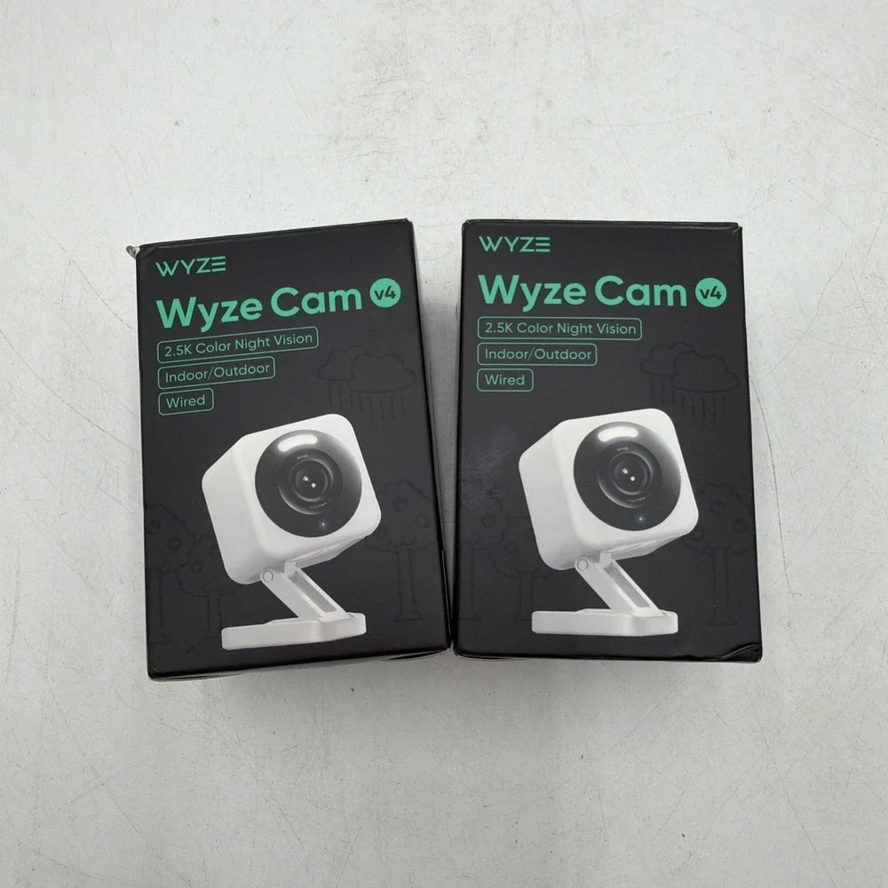 Lot Of 2 WYZE Cam v4 2.5K HD WiFi Smart Home Security Camera White